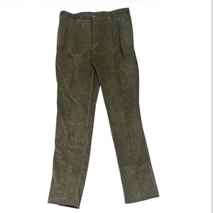 GANT U.S.A. Size 42 Tall American Sportswear Corduroy Pleated Pants Olive Green